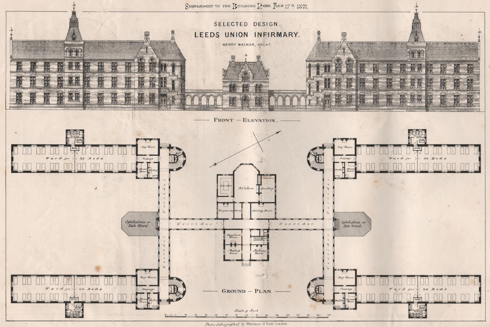 Selected design, Leeds Union Infirmary; Henry Walker, Architect. Yorkshire 1871